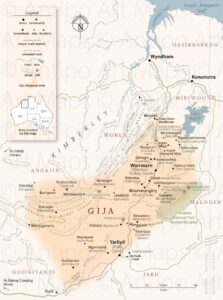 Gija Dictionary map (Gija Dictionary, Aboriginal Studies Press 2022)